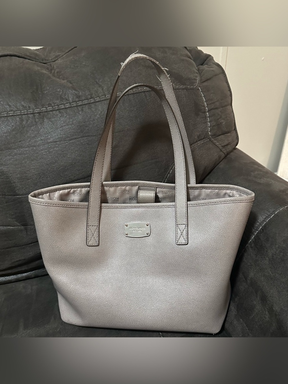 Michael Kors Gray Pebbled Leather Shoulder Bag Purse